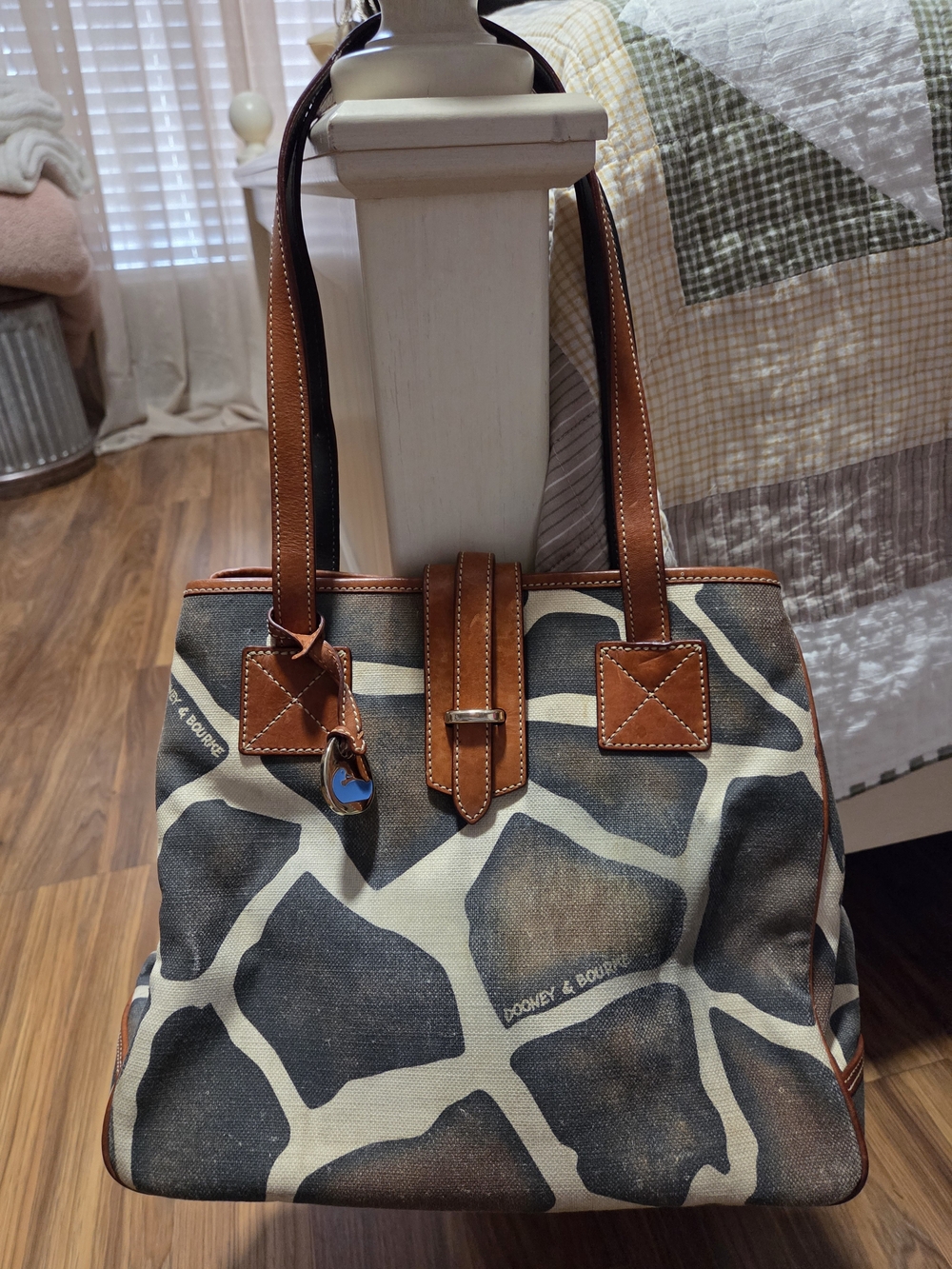Dooney & Bourke Brown and Cream Giraffe-Print Canvas Tote